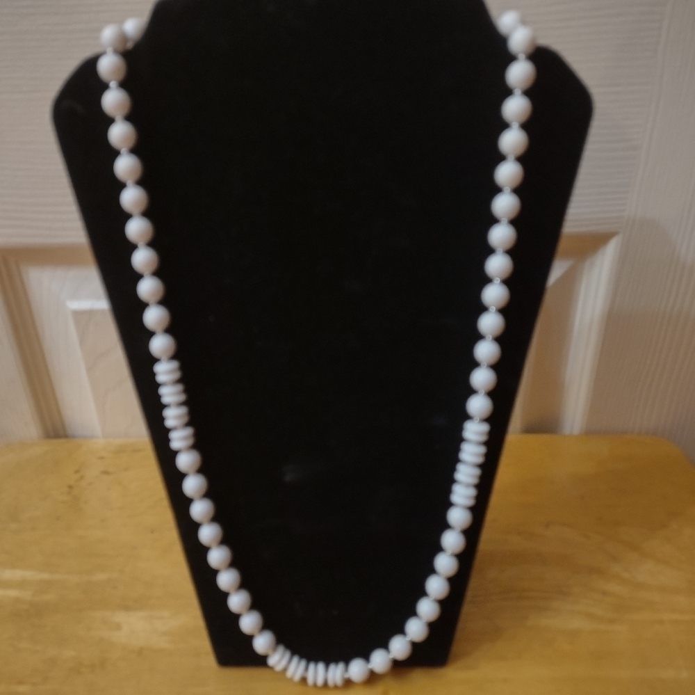 16 in white beaded necklace